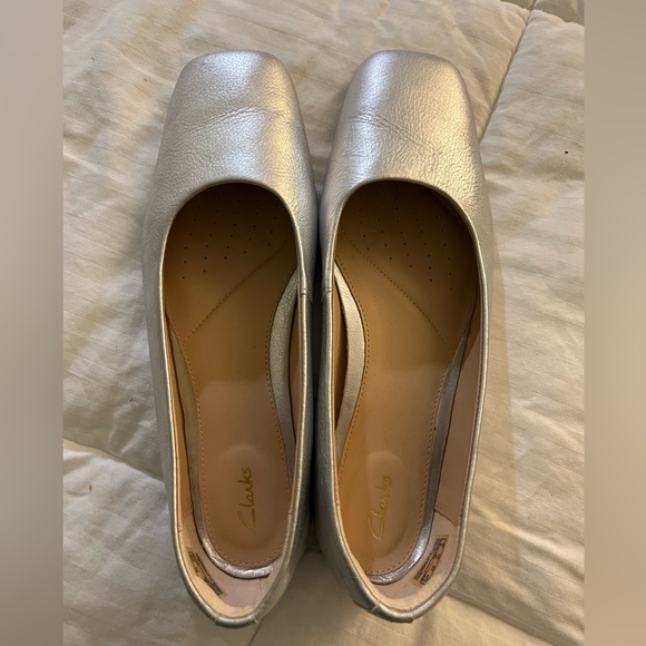 Clarks Shoes - Clarks Pure Silver Metallic Ballet Flats